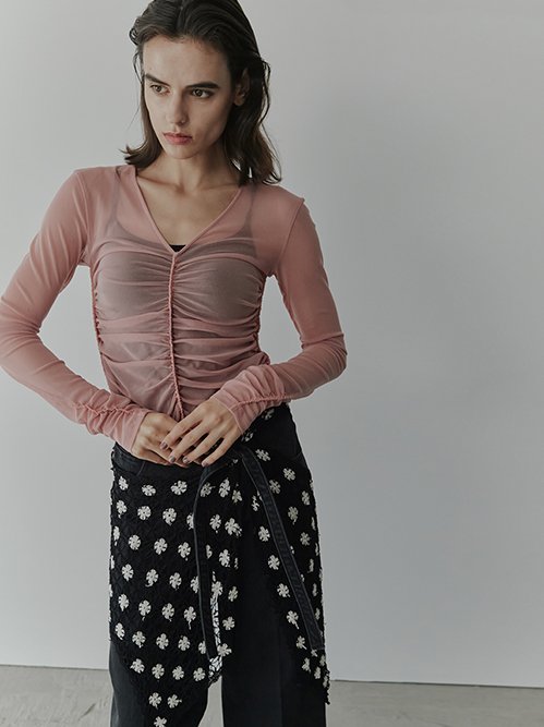 再値下げ❤️LE CIEL BLEU ルシエルブルー タフタシャーリングトップス黒 LE CIEL BLEU｜シャーリングトップ / Shirred Top | Rakuten