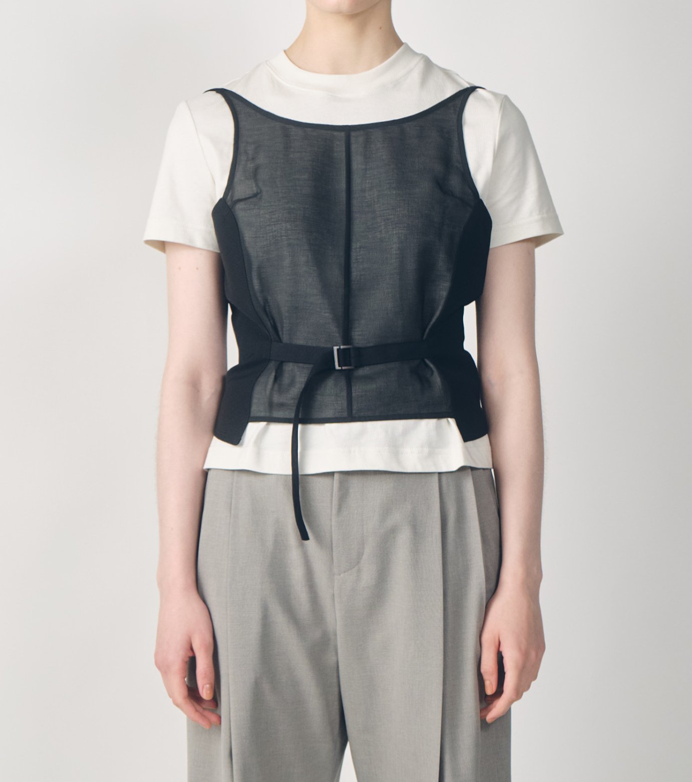 B326新品♪BASIQUESdeVILLE♪洗えるストライプオフィススカートスーツ黒17号通勤リクルート即決 ル シェル ブルー - LE CIEL BLEU | Bustier Layered | RESTIR リステア