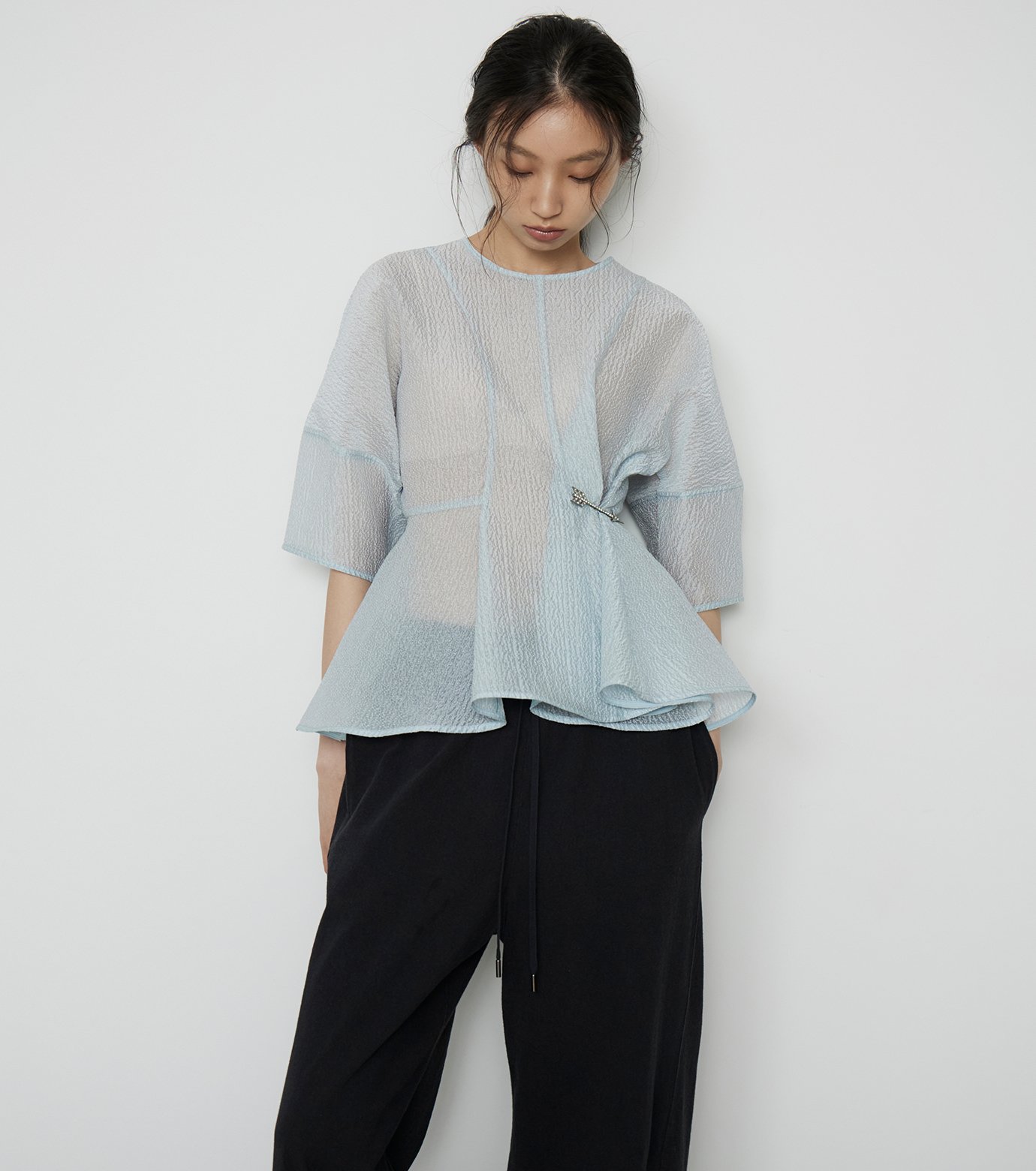 ル シェル ブルー - LE CIEL BLEU | Sheer Jacquard Blouse