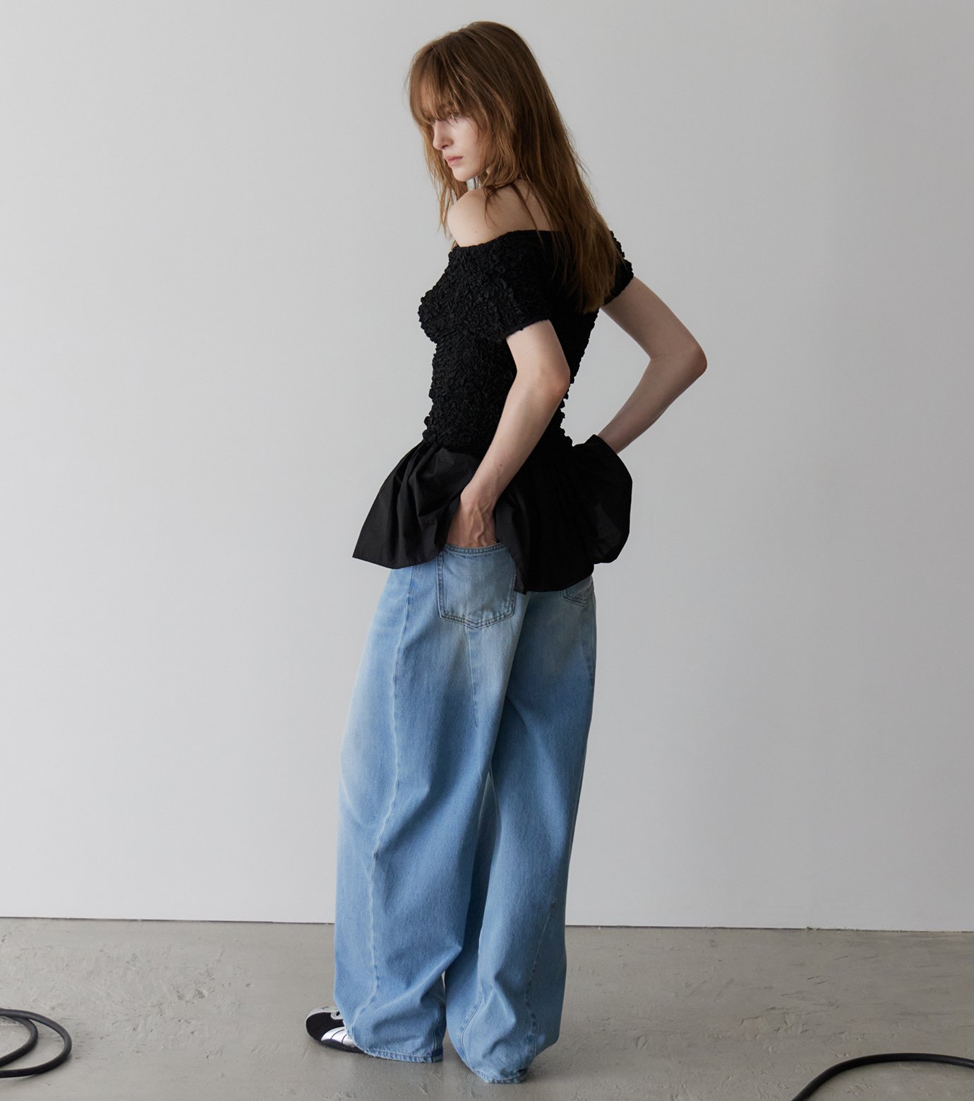 ル シェル ブルー - LE CIEL BLEU | Shirred Top-Black-36の通販