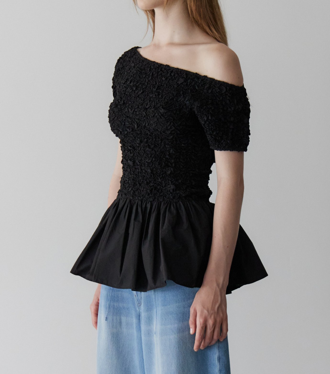 ル シェル ブルー - LE CIEL BLEU | Shirred Top-Black-36の通販