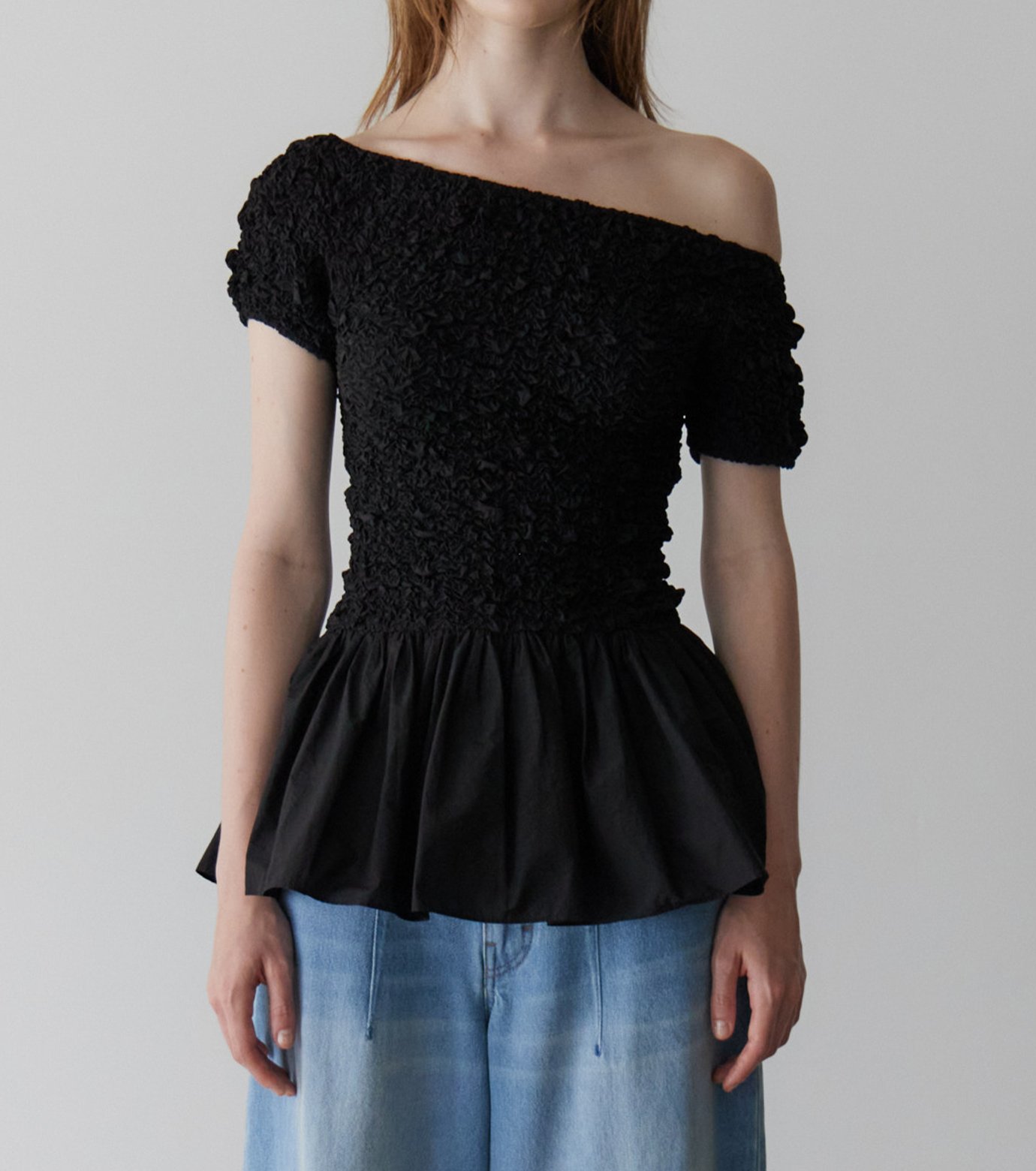 あ*お様 ルシェルブルー SheerMeshTops ブラック 送料込み　人気 ル シェル ブルー - LE CIEL BLEU | Shirred Top-Black-36の通販
