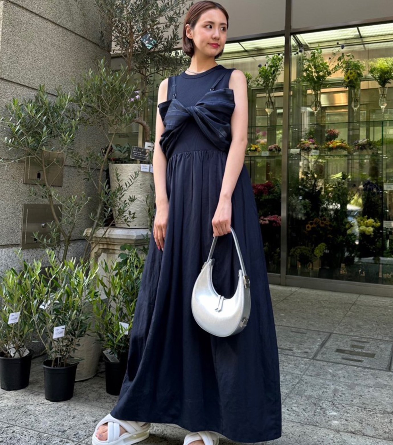 LE CIEL BLEU - ルシェルブルー　Textured Cami Tops ル シェル ブルー - LE CIEL BLEU | Layered Cami Top-Black-36