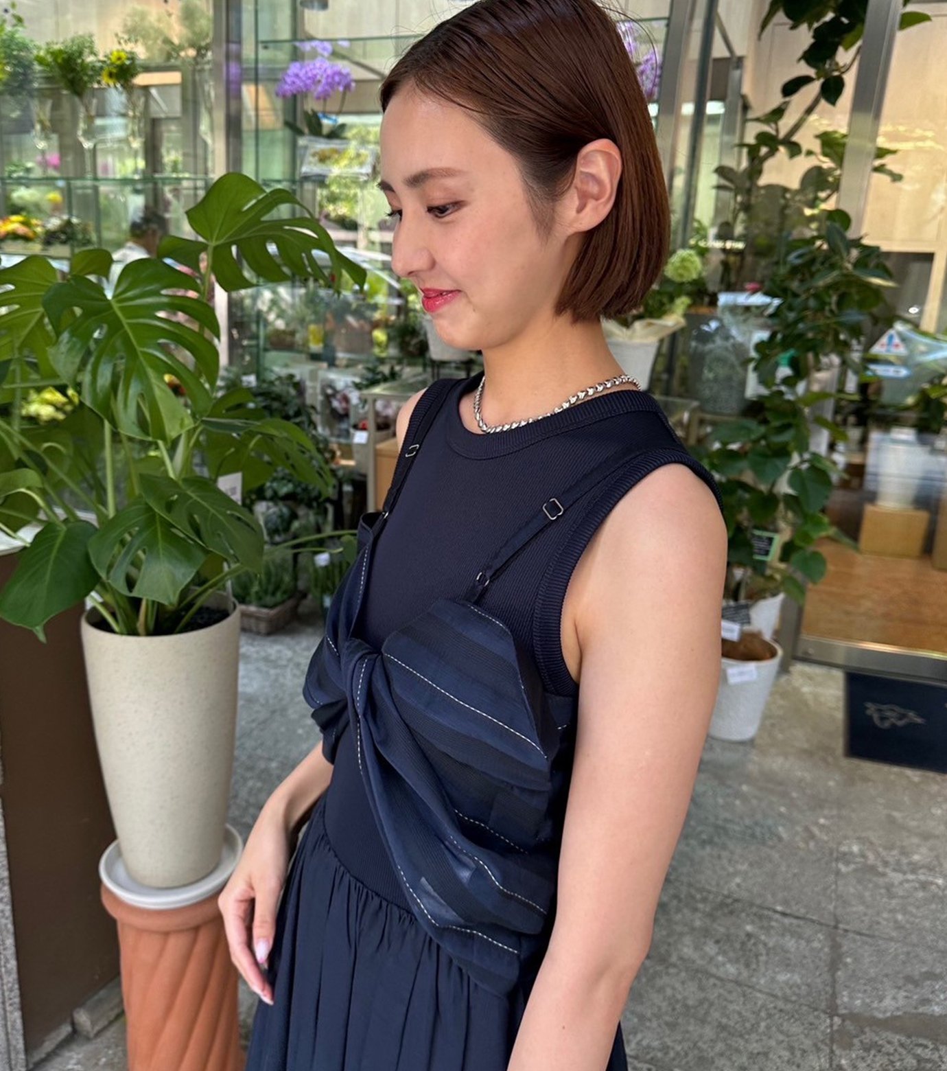 ル シェル ブルー - LE CIEL BLEU | Jacquard Sheer Stripe Cami
