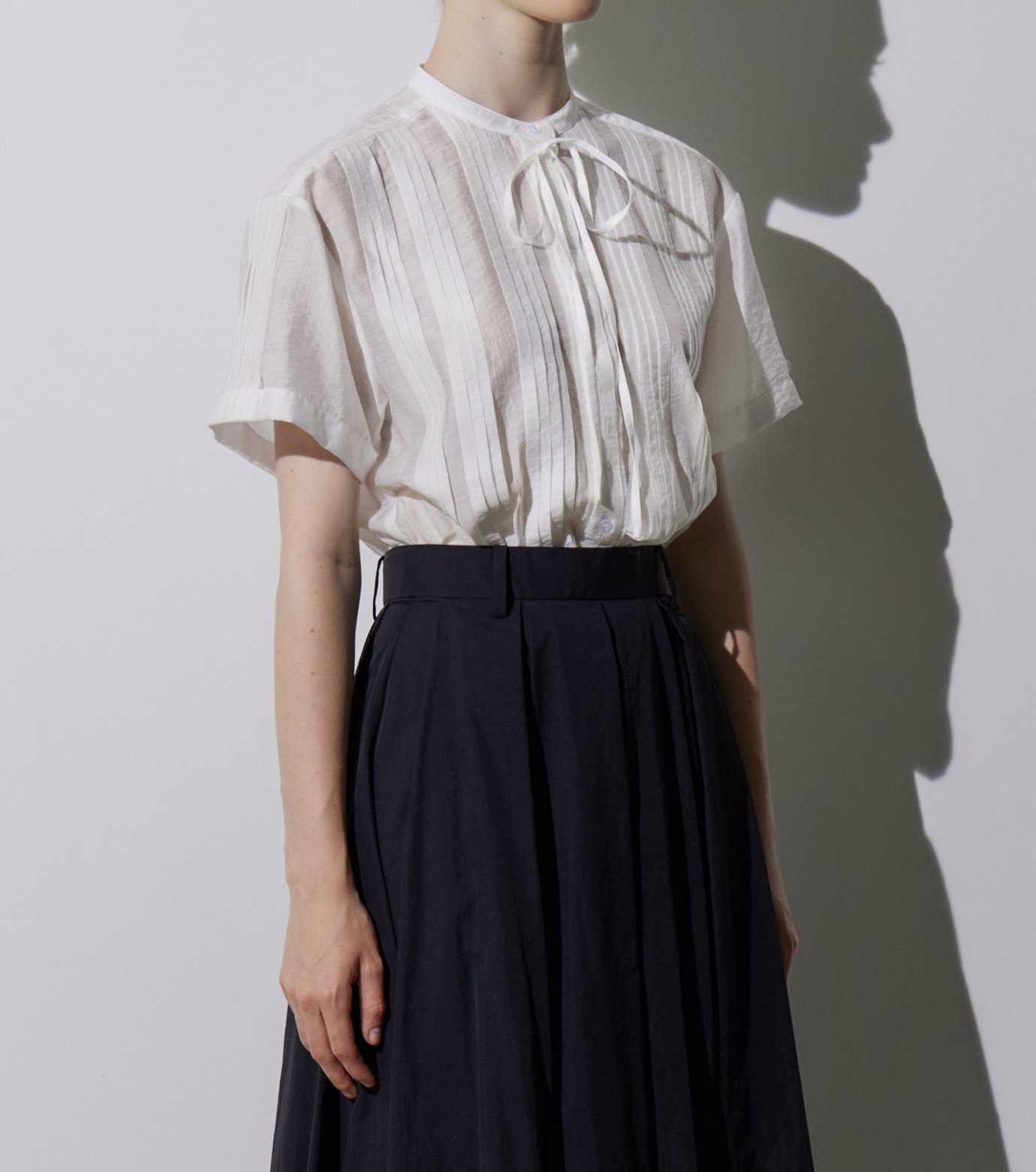 ル シェル ブルー - LE CIEL BLEU | Pleated Shirt-White-36の