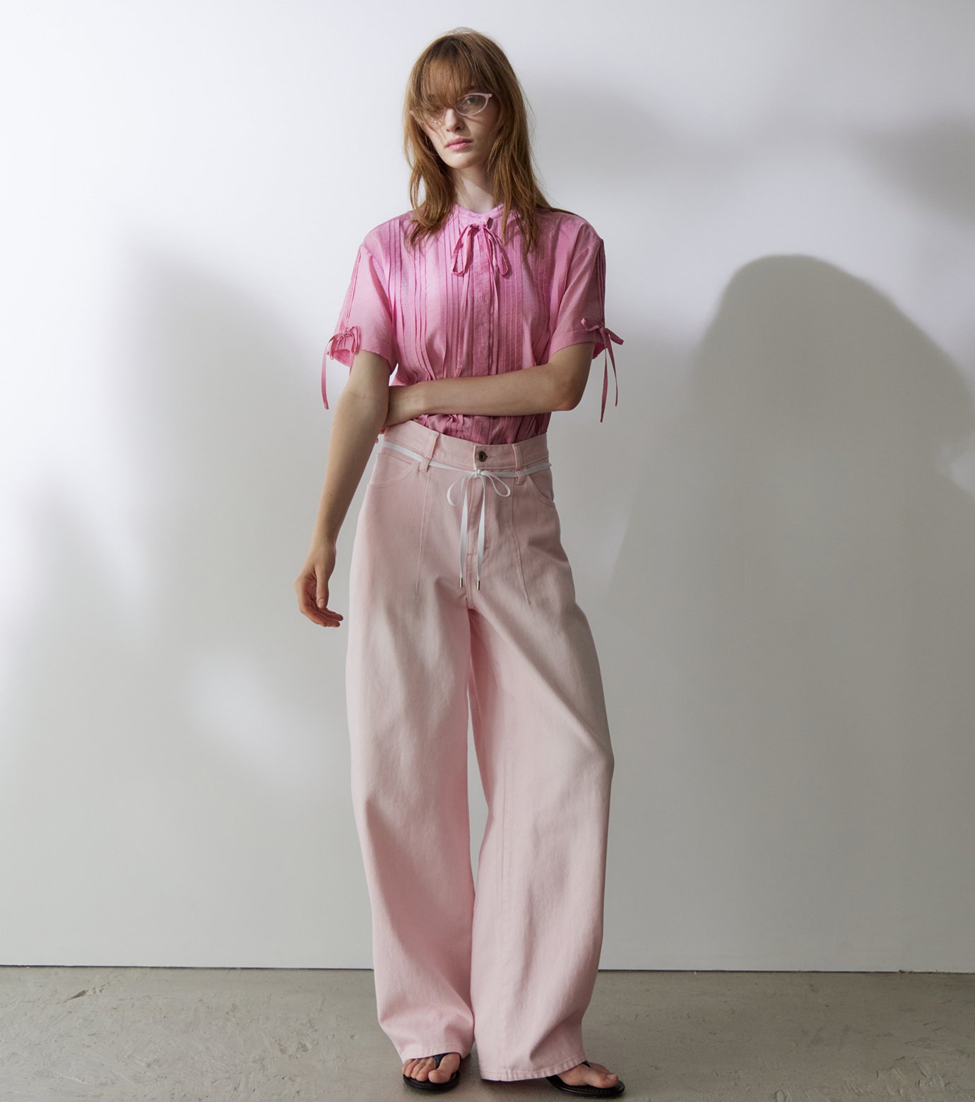 ル シェル ブルー - LE CIEL BLEU | Pleated Shirt-Pink-36の