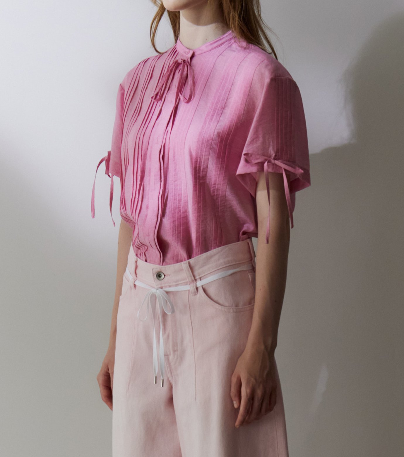 LE CIEL BLEU - ル シェル ブルー Pleated Peplum Shirt プリーツ シャツ ル シェル ブルー Pleated Peplum Shirt プリーツ シャツ