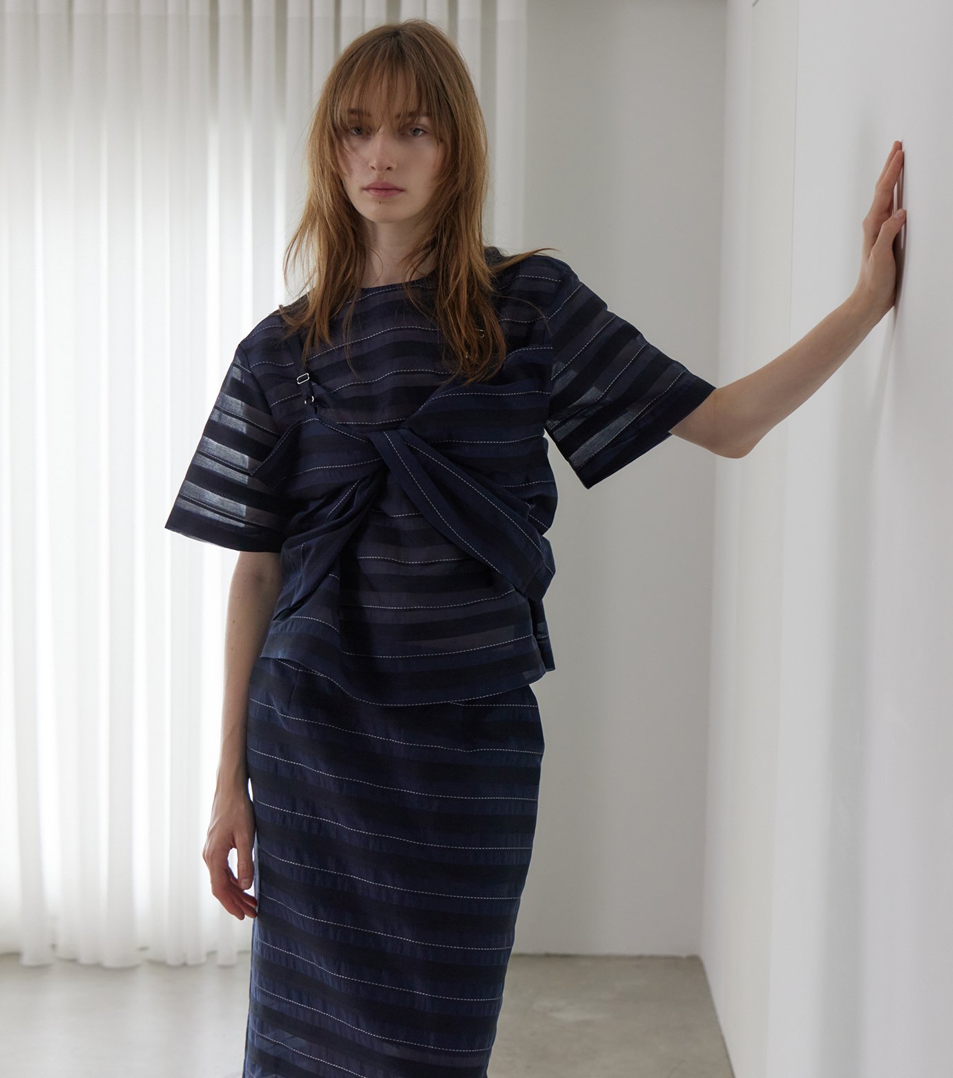 リエ【極美品】 LE CIEL BLEU ル シェル ブルー - LE CIEL BLEU | Jacquard Sheer Stripe