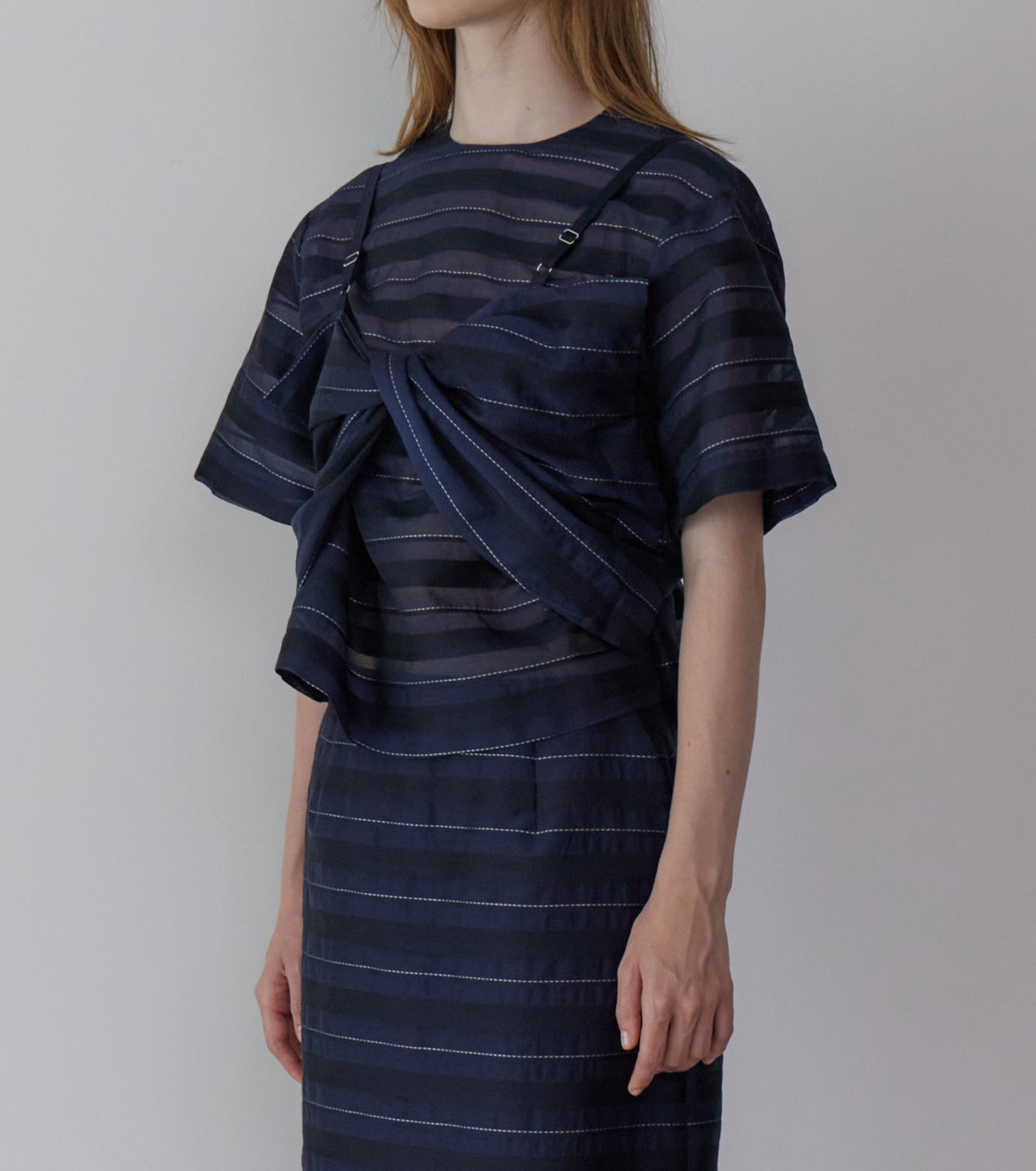 リエ【極美品】 LE CIEL BLEU ル シェル ブルー - LE CIEL BLEU | Jacquard Sheer Stripe