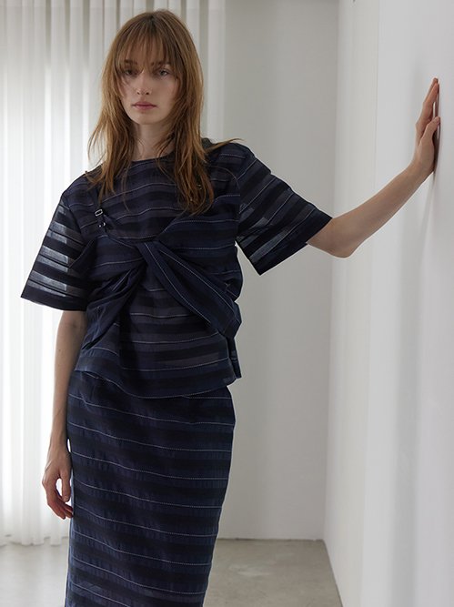 リエ【極美品】 LE CIEL BLEU ル シェル ブルー - LE CIEL BLEU | Jacquard Sheer Stripe