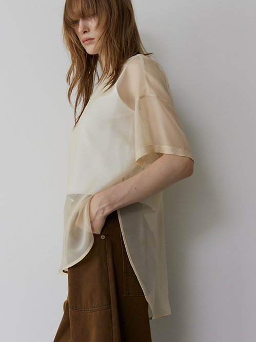 LE CIEL BLEU - ルシェルブルー ドッキングトップス ル シェル ブルー - LE CIEL BLEU | Sheer Russel Cut Tops