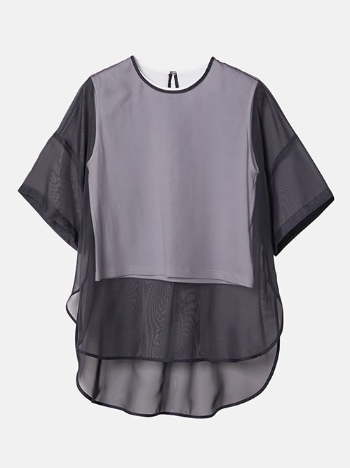 OLLEBORELA ブルーグレーアシンメトリックベスト ル シェル ブルー - LE CIEL BLEU | Organza Bi-Color | RESTIR
