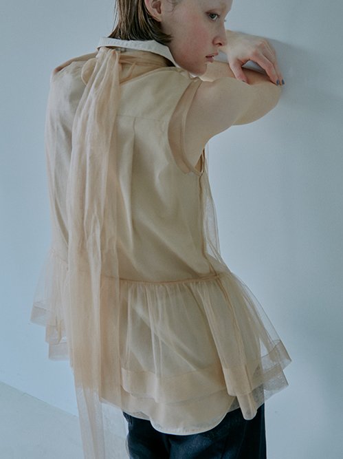 Soft Tulle Bow Tie Top
