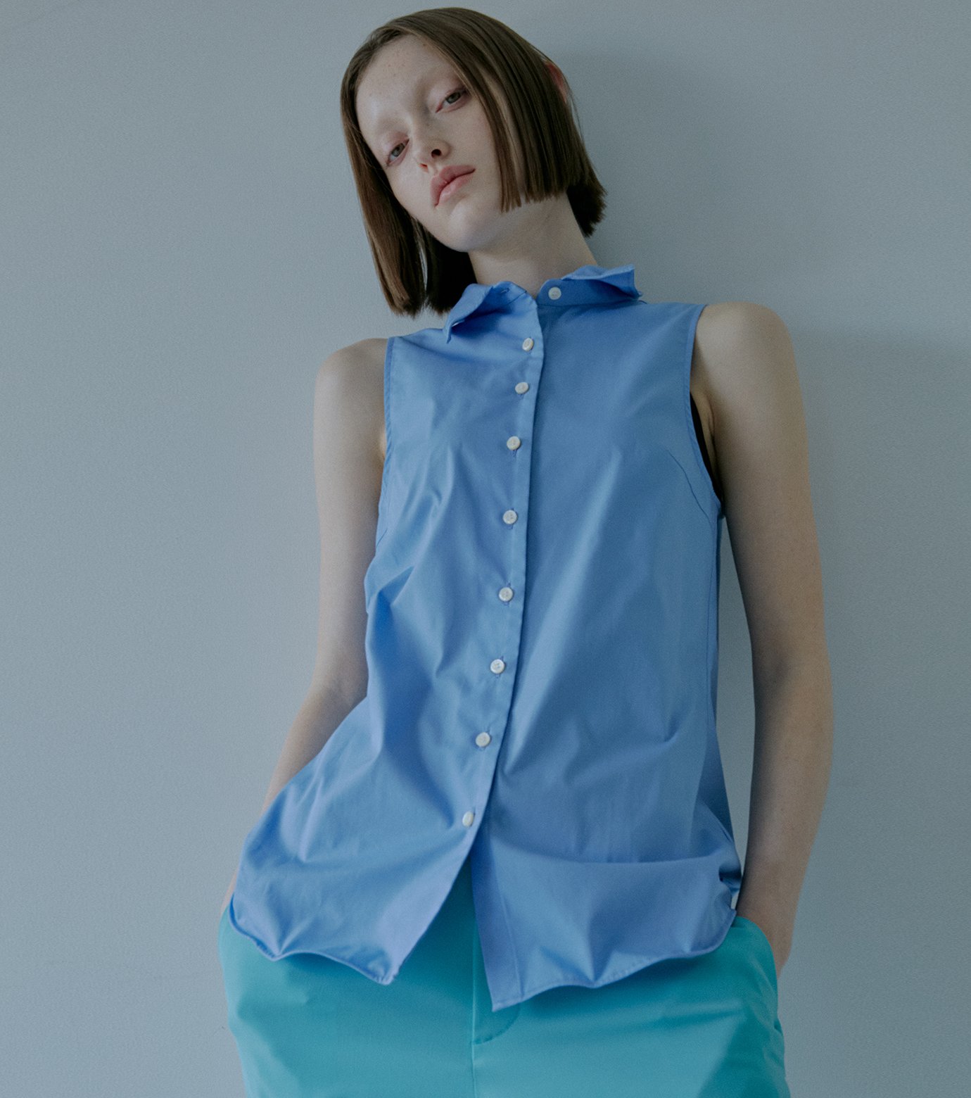 LE CIEL BLEU セットアップ　レースソークベルベットシャツ&スカート ル シェル ブルー - LE CIEL BLEU | Sleeveless Shirt w/Wire