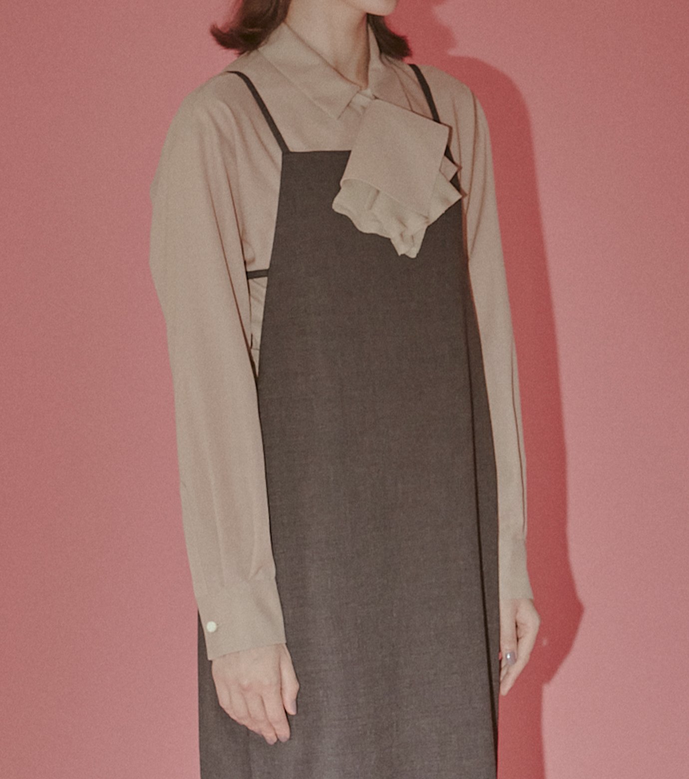 ルシェルブルー　LE CIEL BLEU 　スカーフネックウールシャツ ル シェル ブルー - LE CIEL BLEU | Sheer Wool Shirt w/Neck | RESTIR