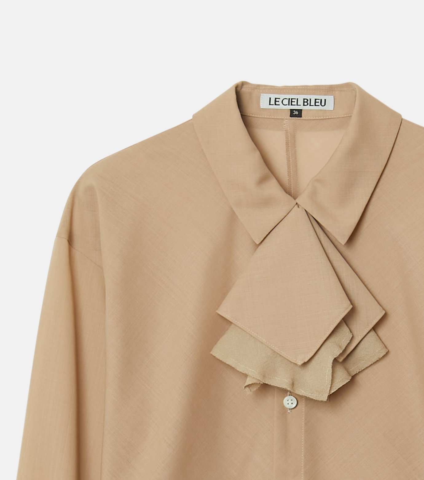 ルシェルブルー　LE CIEL BLEU 　スカーフネックウールシャツ ル シェル ブルー - LE CIEL BLEU | Sheer Wool Shirt w/Neck | RESTIR