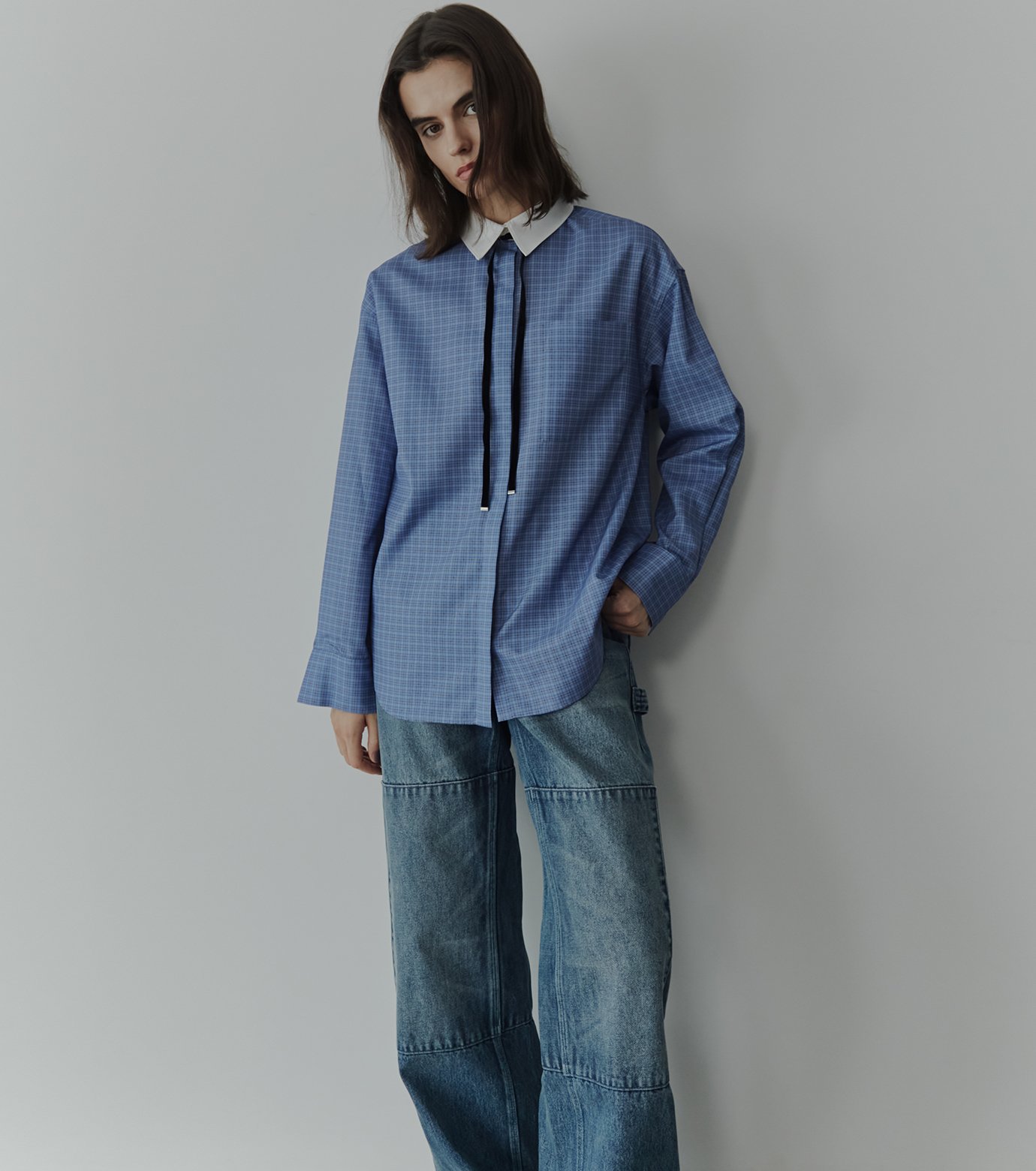 ル シェル ブルー - LE CIEL BLEU | Sheer Checkered Shirt