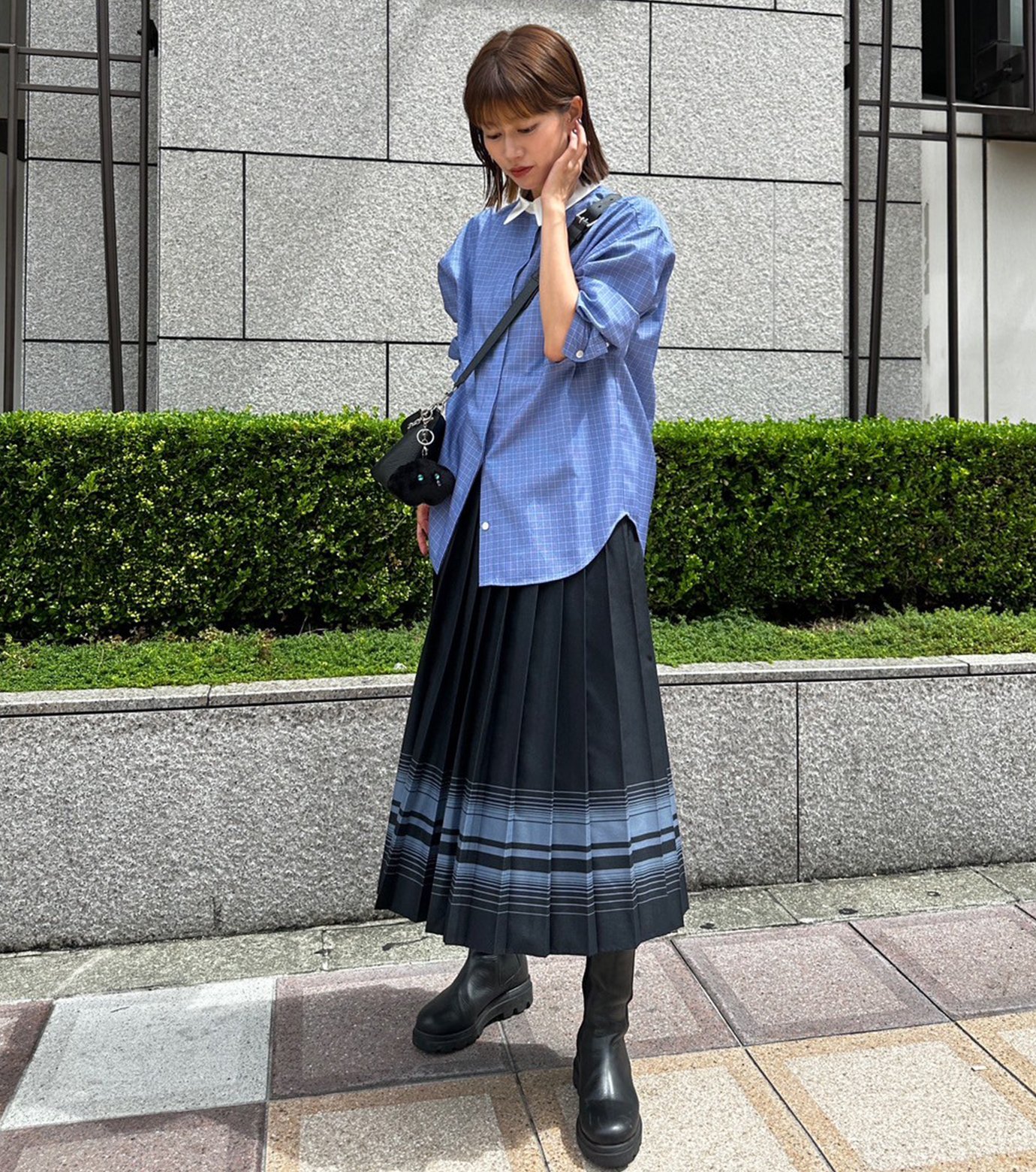 ル シェル ブルー - LE CIEL BLEU | Sheer Checkered Shirt | RESTIR