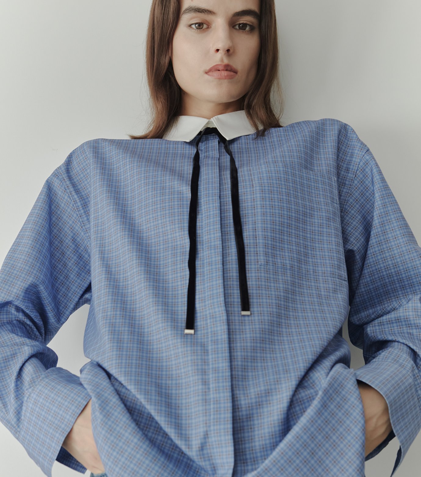 ル シェル ブルー - LE CIEL BLEU | Sheer Checkered Shirt | RESTIR