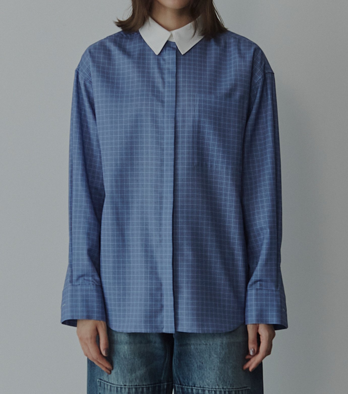 ル シェル ブルー - LE CIEL BLEU | Sheer Checkered Shirt