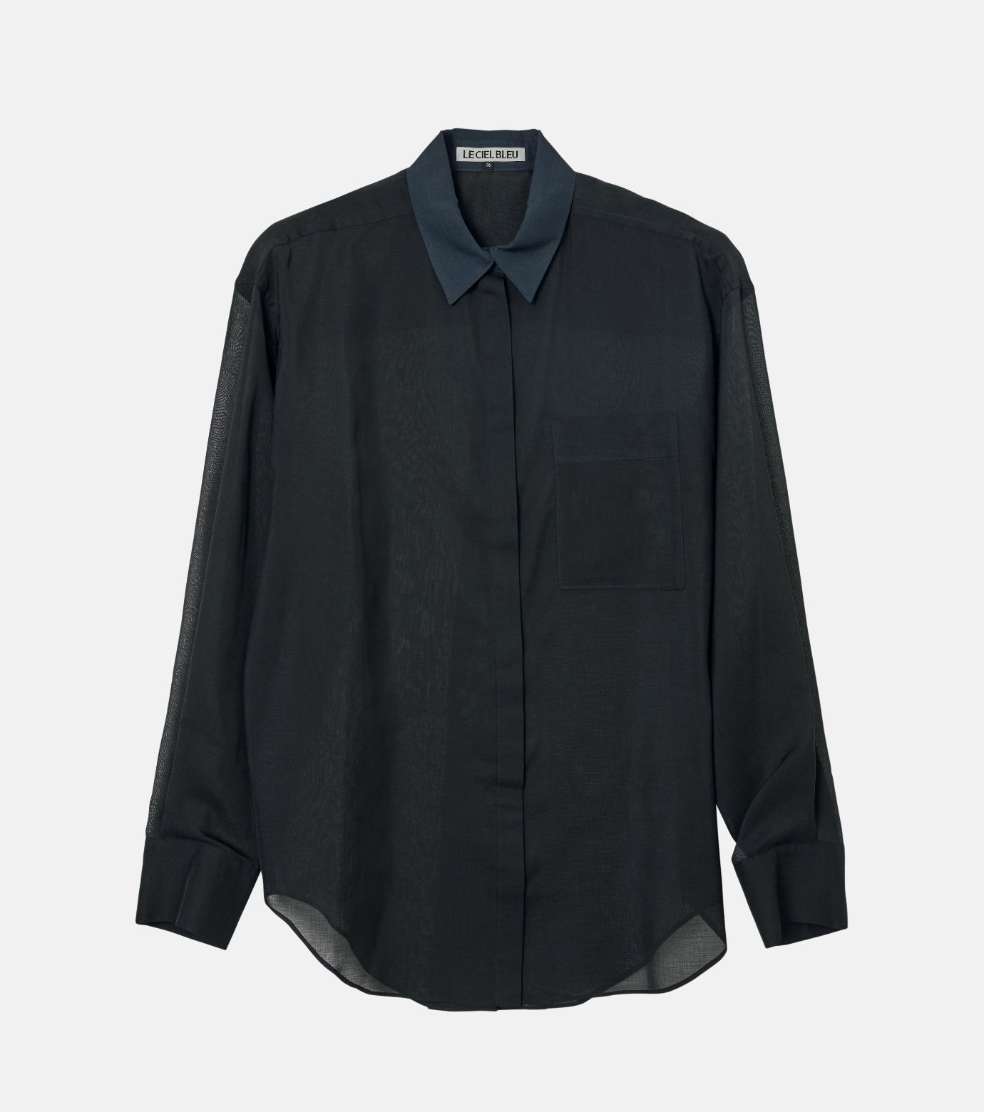 ルシェルブルー ブラックシャツ ル シェル ブルー - LE CIEL BLEU | Sheer Shirt w/Contrast | RESTIR