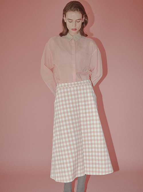 Sheer Shirt w/Contrast Collar