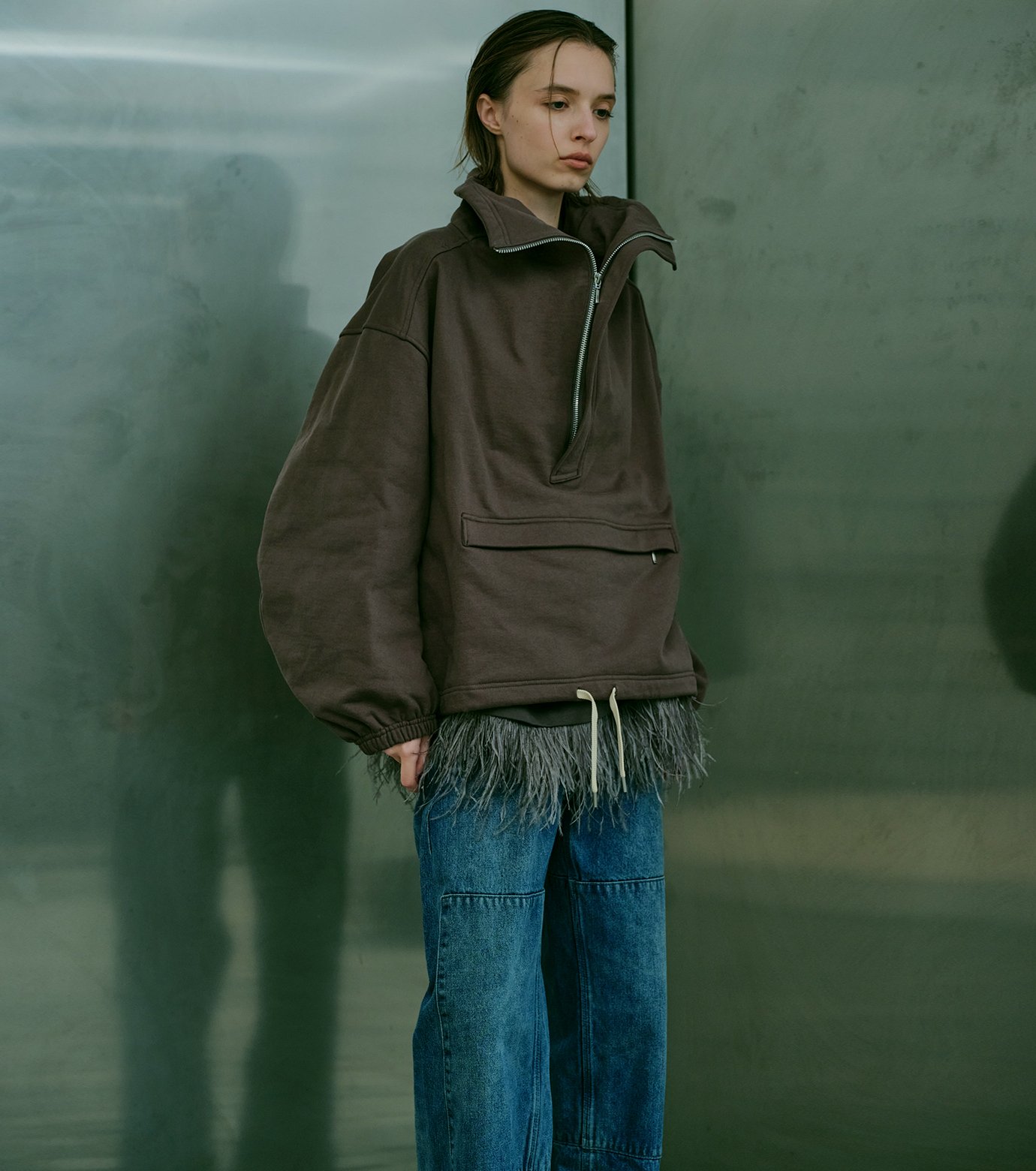ル シェル ブルー - LE CIEL BLEU | Anorak Sweatshirt-Charcoal