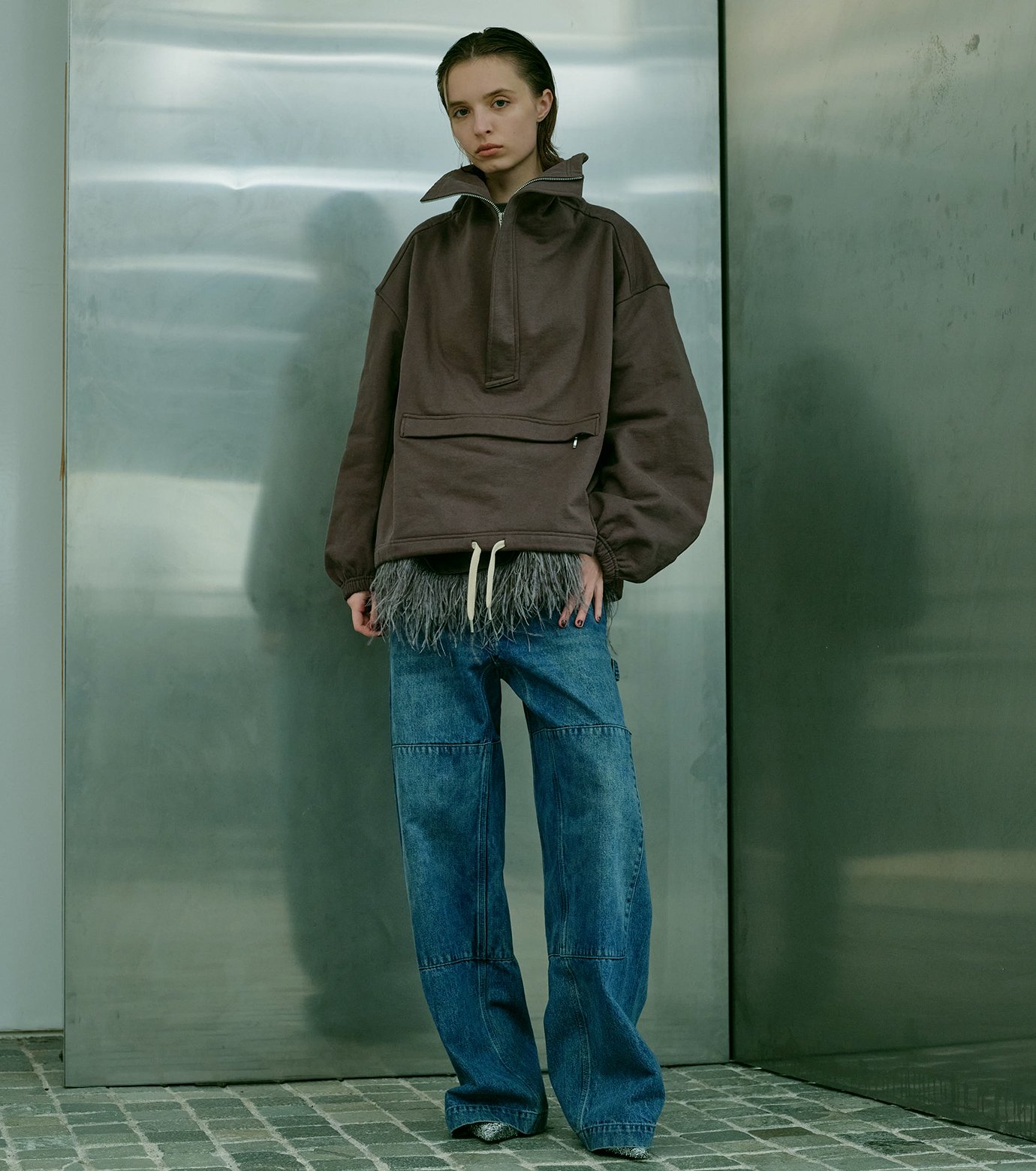 ル シェル ブルー - LE CIEL BLEU | Anorak Sweatshirt-Charcoal