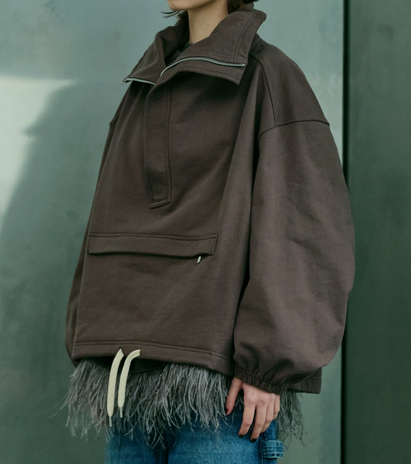 ル シェル ブルー - LE CIEL BLEU | Anorak Sweatshirt-Charcoal