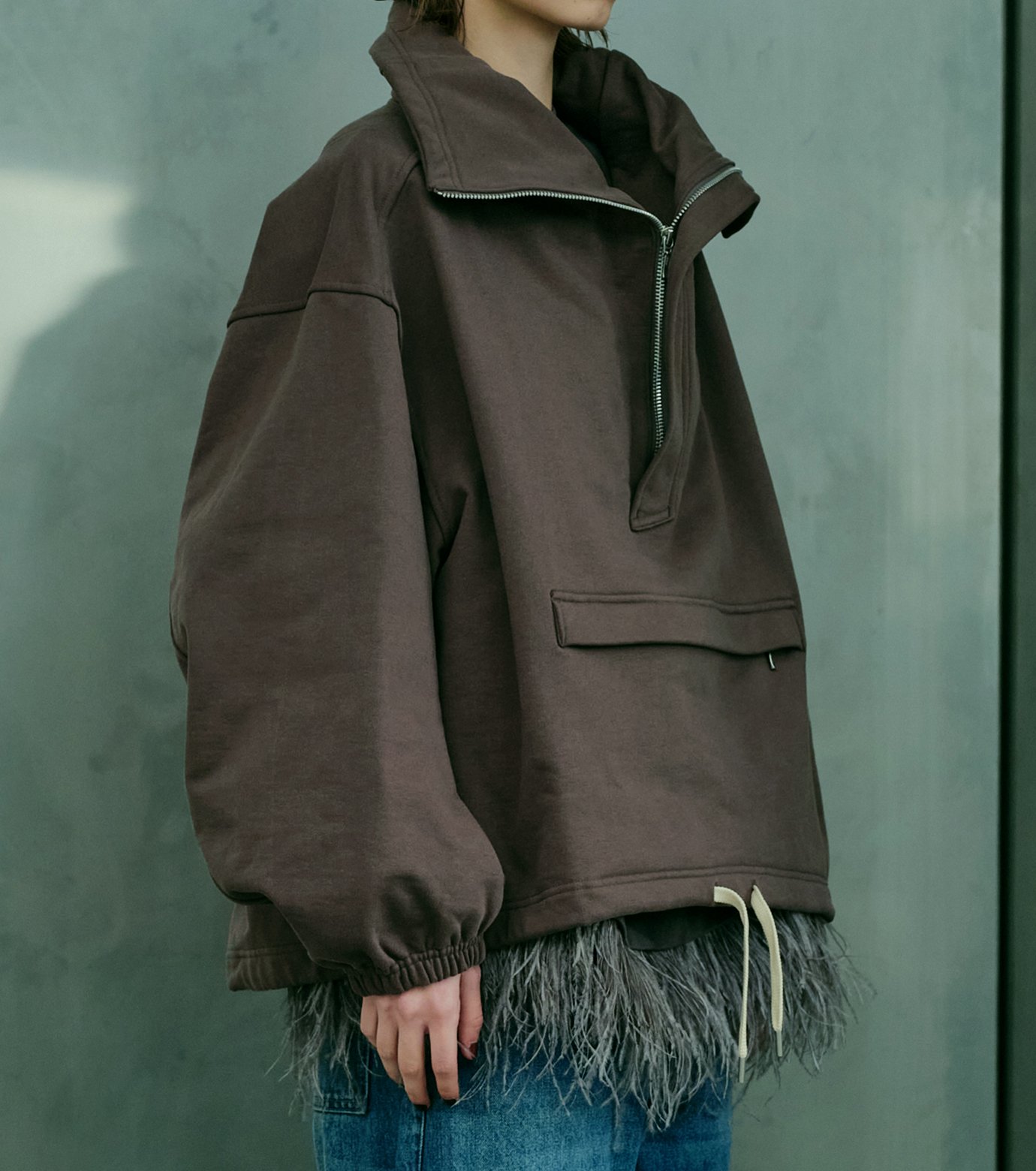 ル シェル ブルー - LE CIEL BLEU | Anorak Sweatshirt-Charcoal