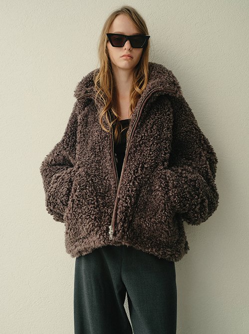 Faux Shearling Zip-Up Blouson