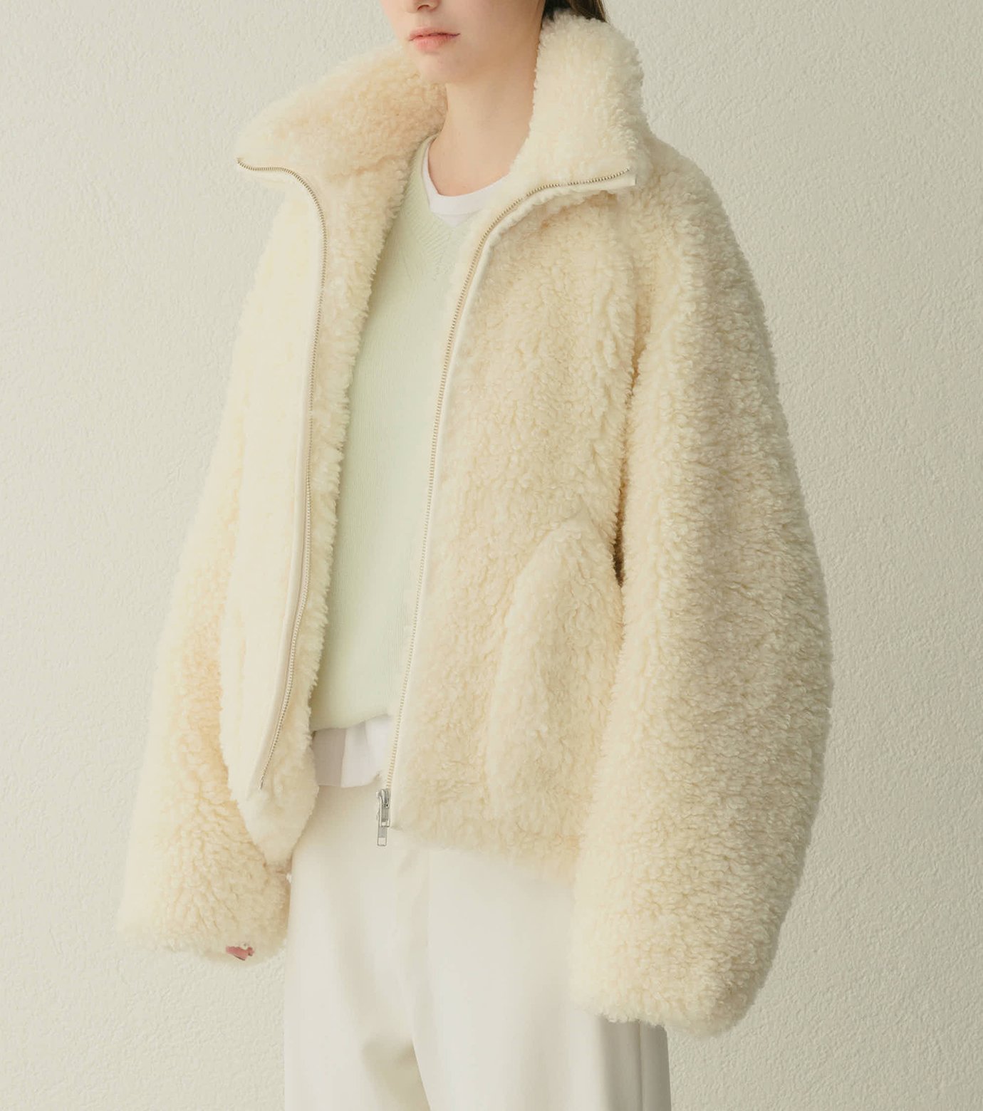 ル シェル ブルー - LE CIEL BLEU | Faux Shearling Zip-Up | RESTIR