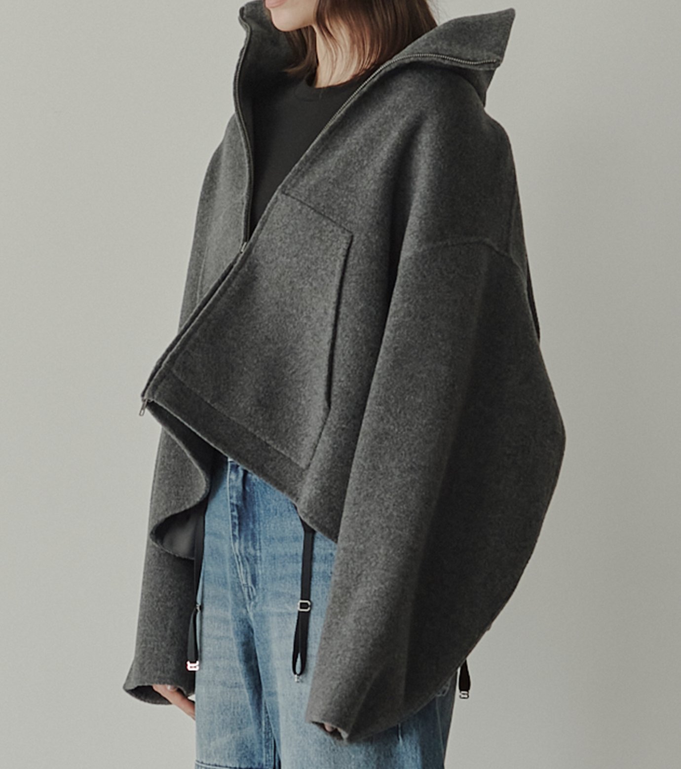 完売アイテム！LE CIEL BLEU ラッフルスリーブウール ブルゾン フリル 完売アイテム！LE CIEL BLEU ラッフルスリーブウール ブルゾン フリル