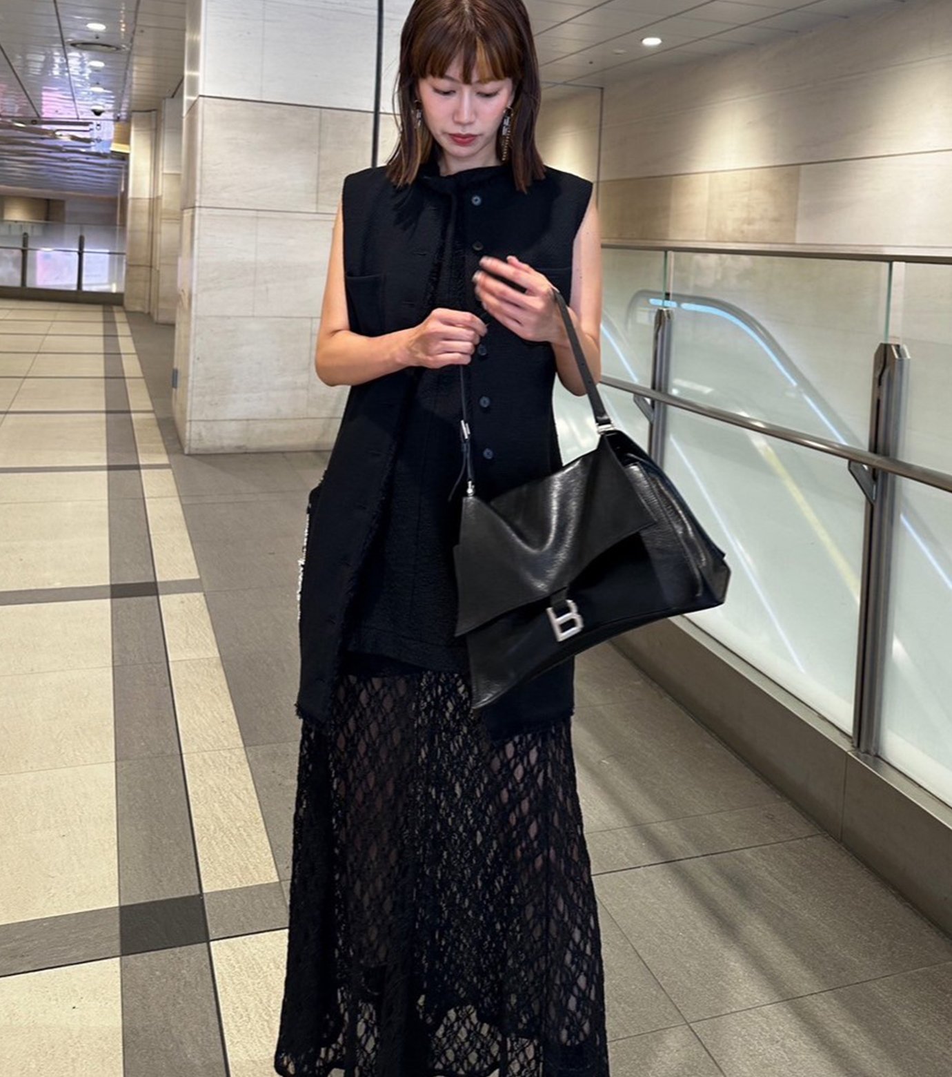 【新品未使用】ルシェルブルーLE CIEL BLEU ジレ黒コルセット ル シェル ブルー - LE CIEL BLEU | Stretch Lace Maxi | RESTIR リステア