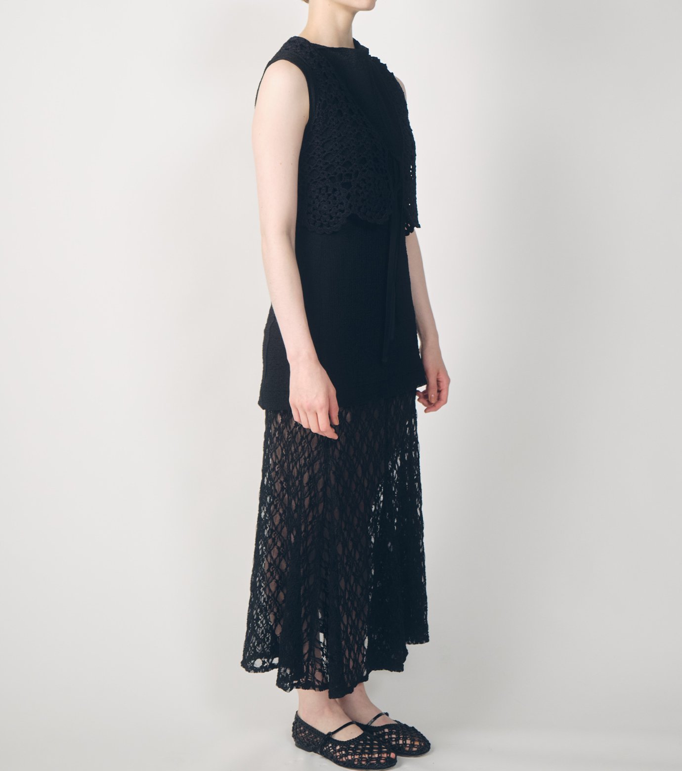 フリルベスト☆トゥモローランド、ドゥーズィエムクラス、ルシェルブルー、イエナ ル シェル ブルー - LE CIEL BLEU | Stretch Lace Maxi | RESTIR リステア