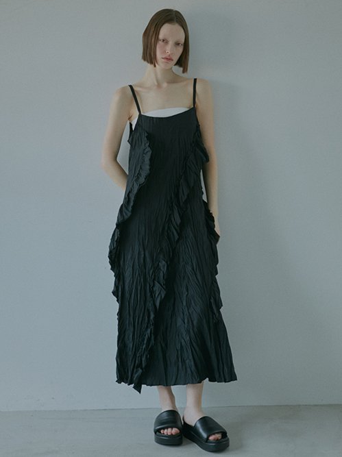Crinckled Ruffle Cami Dress