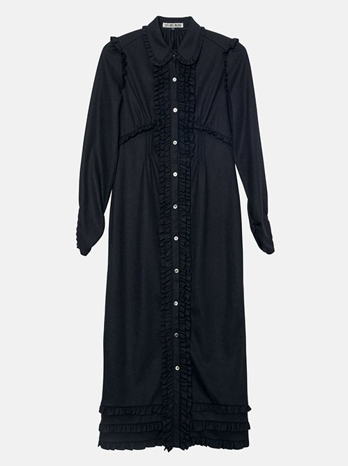 Jersey Shirt Dress w/Frilled Details