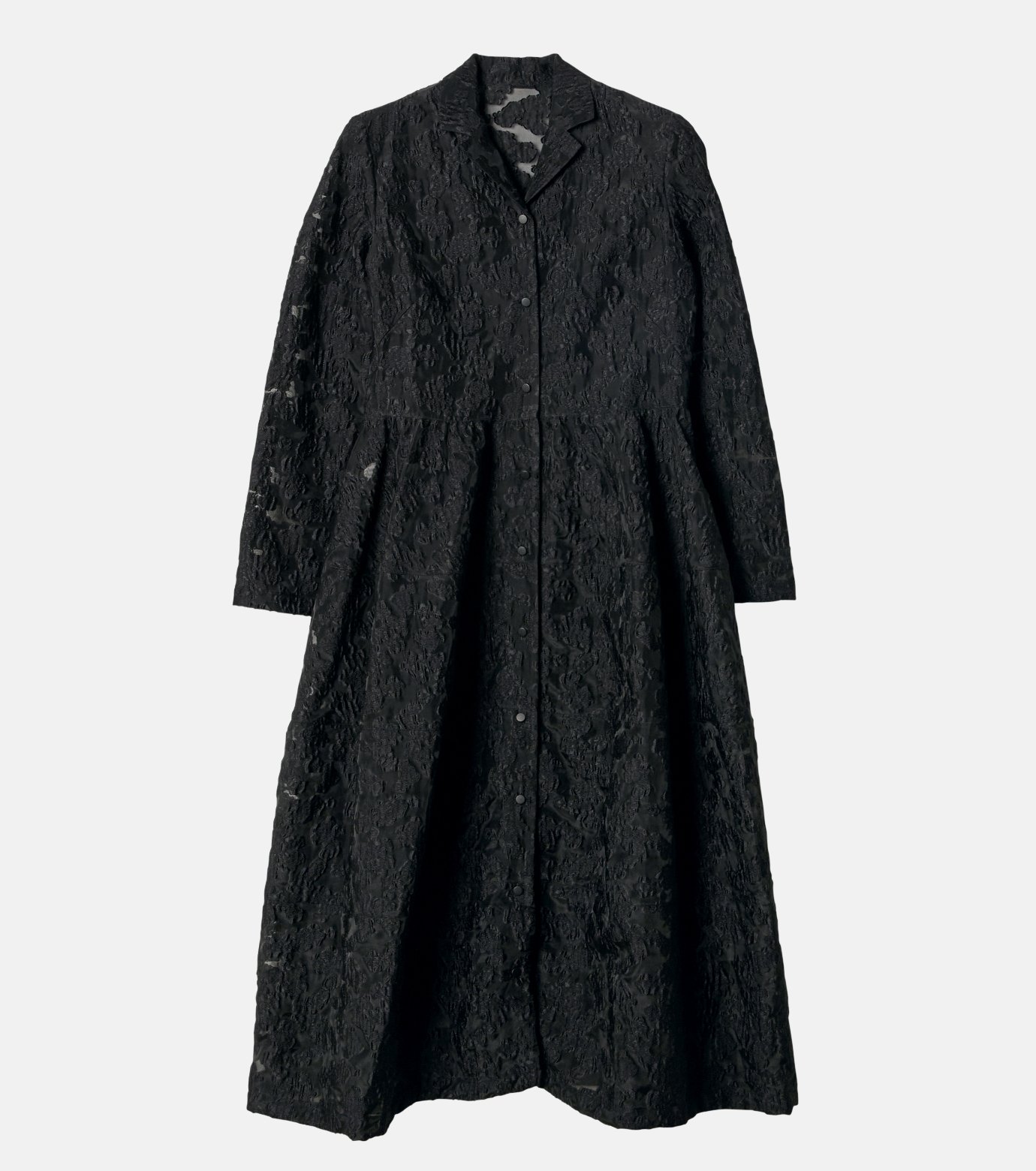 LE CIEL BLEU / Perforated Shirt Dress/パンチング加工/36/ポリエステル/ブラック/23S65621 ル シェル ブルー - LE CIEL BLEU | Classic Sheer Jacquard | RESTIR