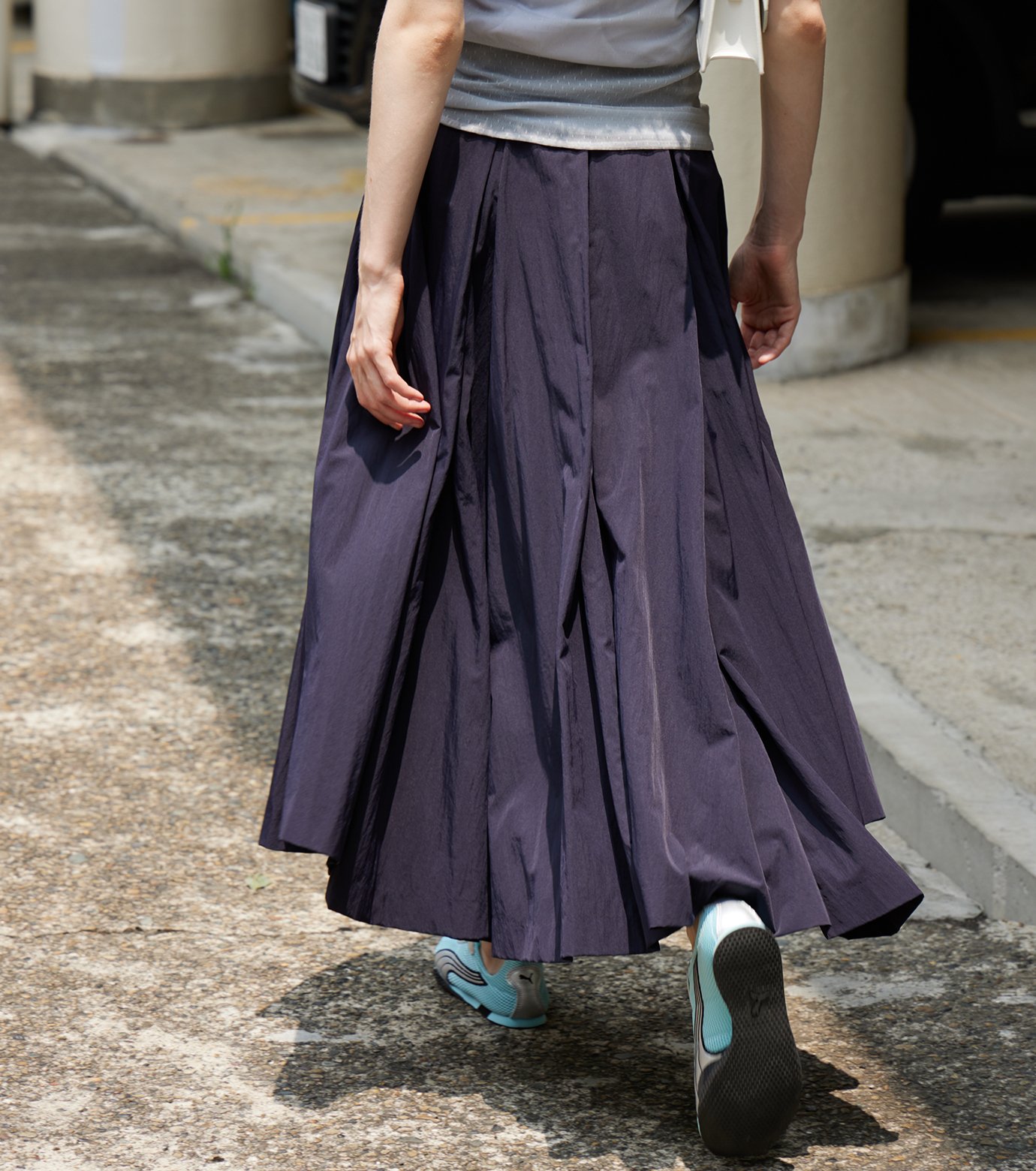 ル シェル ブルー - LE CIEL BLEU | Taffeta Midi Skirt-Navy-34