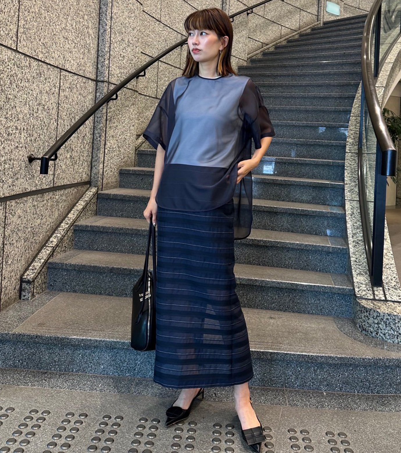 ル シェル ブルー - LE CIEL BLEU | Jacquard Sheer Stripe