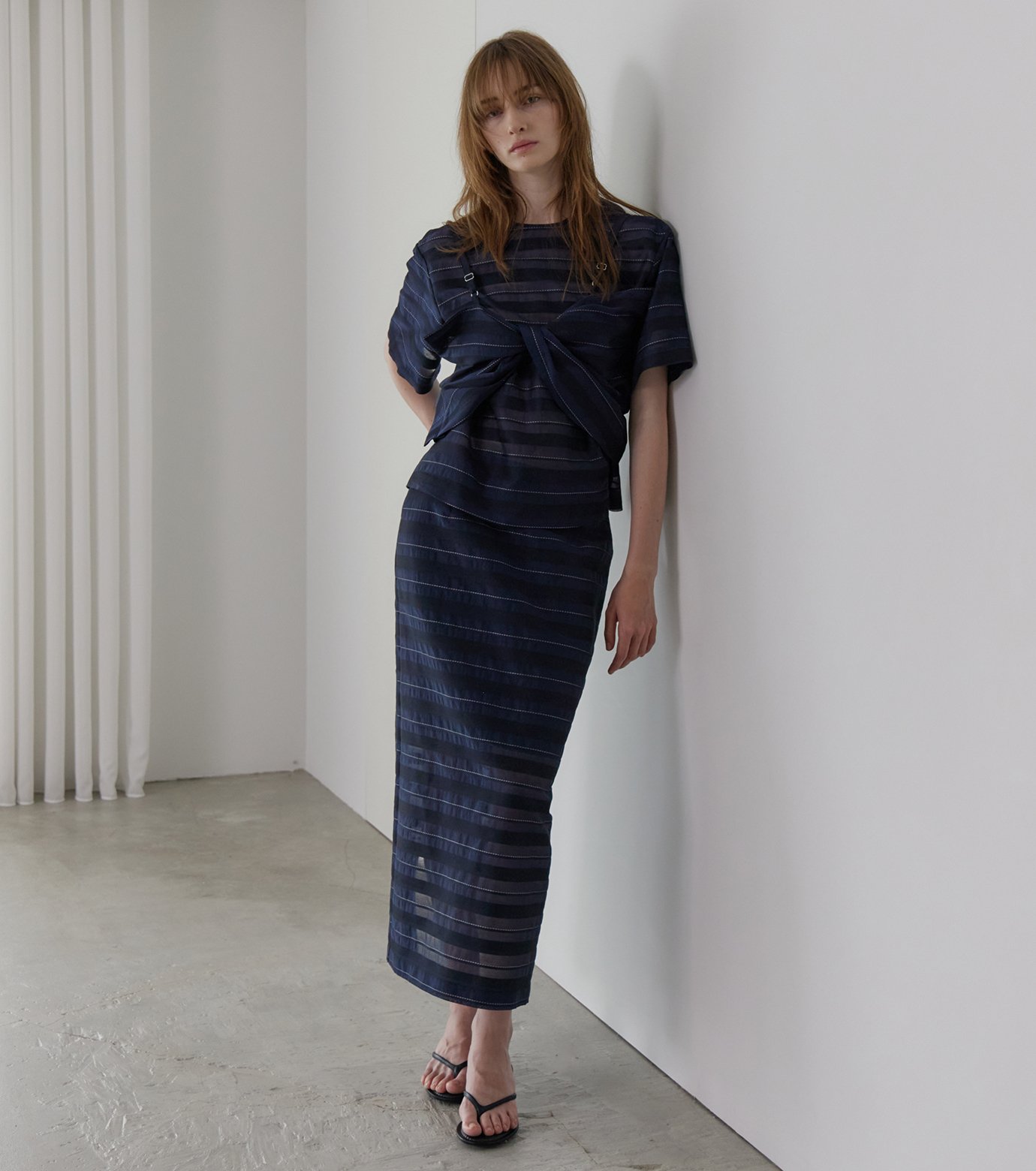 ル シェル ブルー - LE CIEL BLEU | Jacquard Sheer Stripe