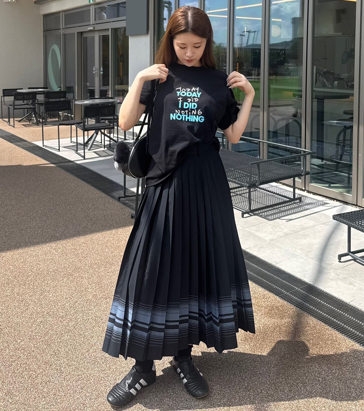 ル シェル ブルー - LE CIEL BLEU | Pleated Skirt w/Multi-Striped