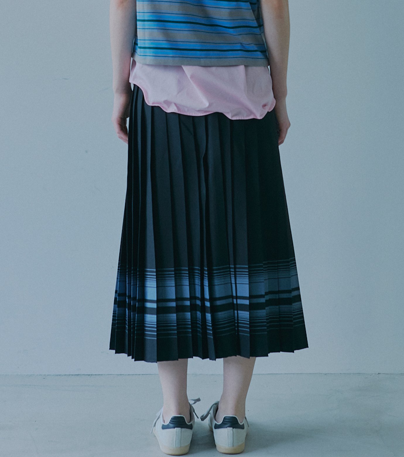 ル シェル ブルー - LE CIEL BLEU | Pleated Skirt w/Multi-Striped