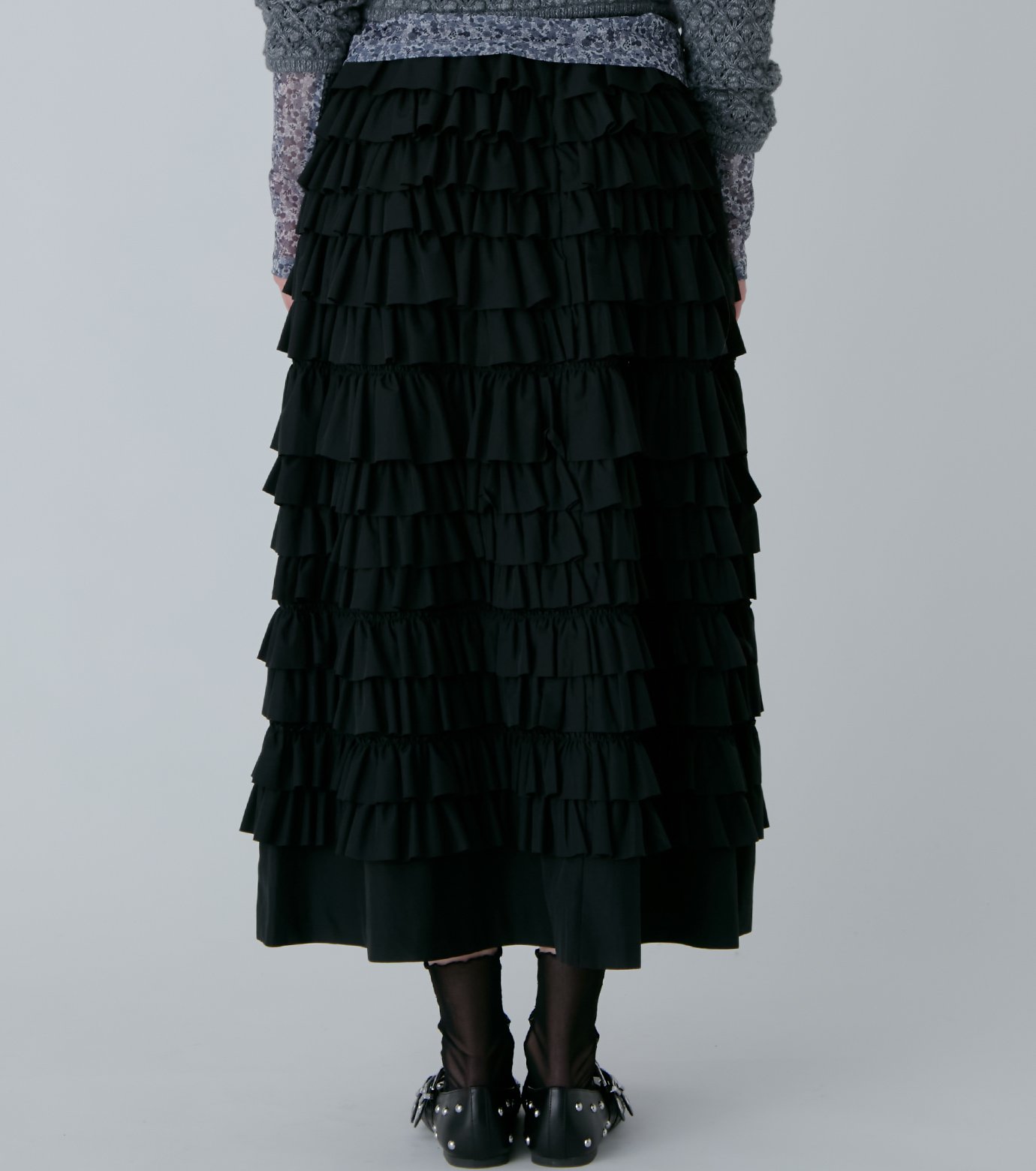 ルシェルブルー フリルスカート ミディ丈 ラッフル 黒 36 新品 ル シェル ブルー - LE CIEL BLEU | 【ウエストゴム】Ruffle Midi
