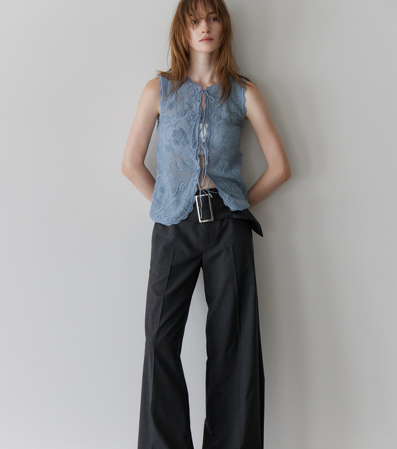 ル シェル ブルー - LE CIEL BLEU | Relaxed Fit Trousers w/Wide
