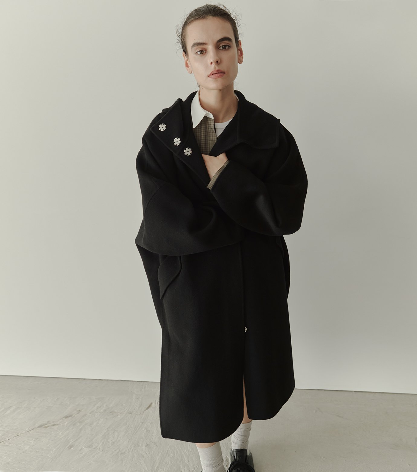 LE CIEL BLEU Hooded Double-Face Coat