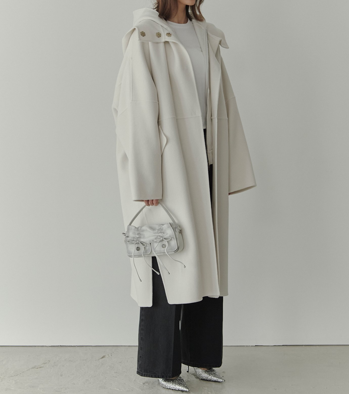 LE CIEL BLEU アイボリー Hooded Over COAT 36 LE CIEL BLEU（ルシェルブルー）の「フードオーバーコート