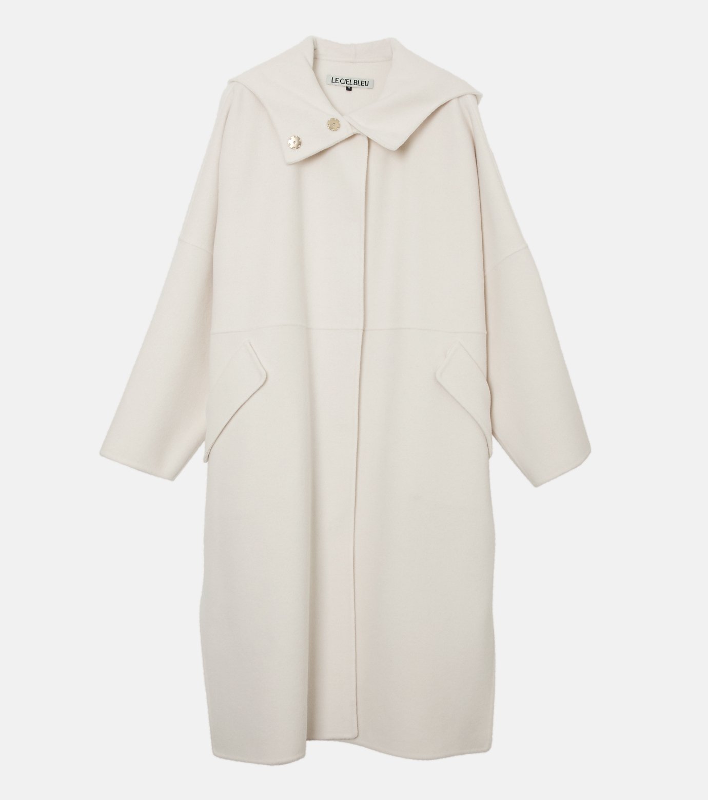 LE CIEL BLUE ルシェルブルー　メルトン　フードコート　オフホワイト ル シェル ブルー - LE CIEL BLEU | Hooded Double-Face Coat
