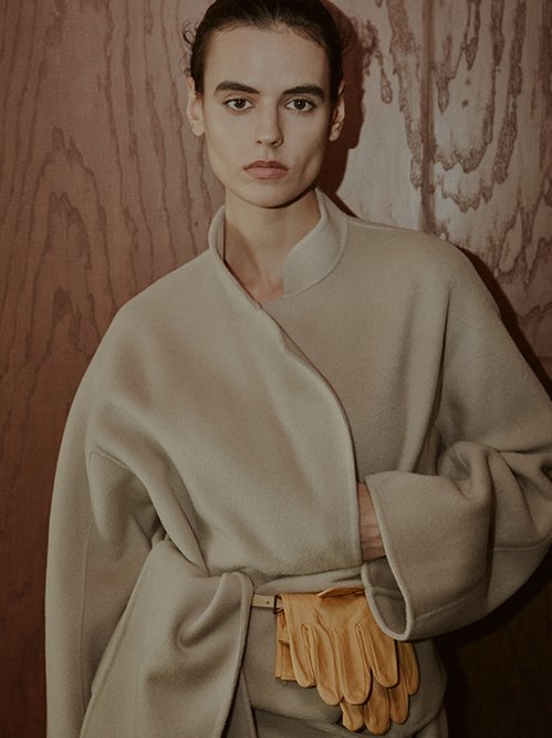 Double-Face Wrap Coat w/Matching Scarf