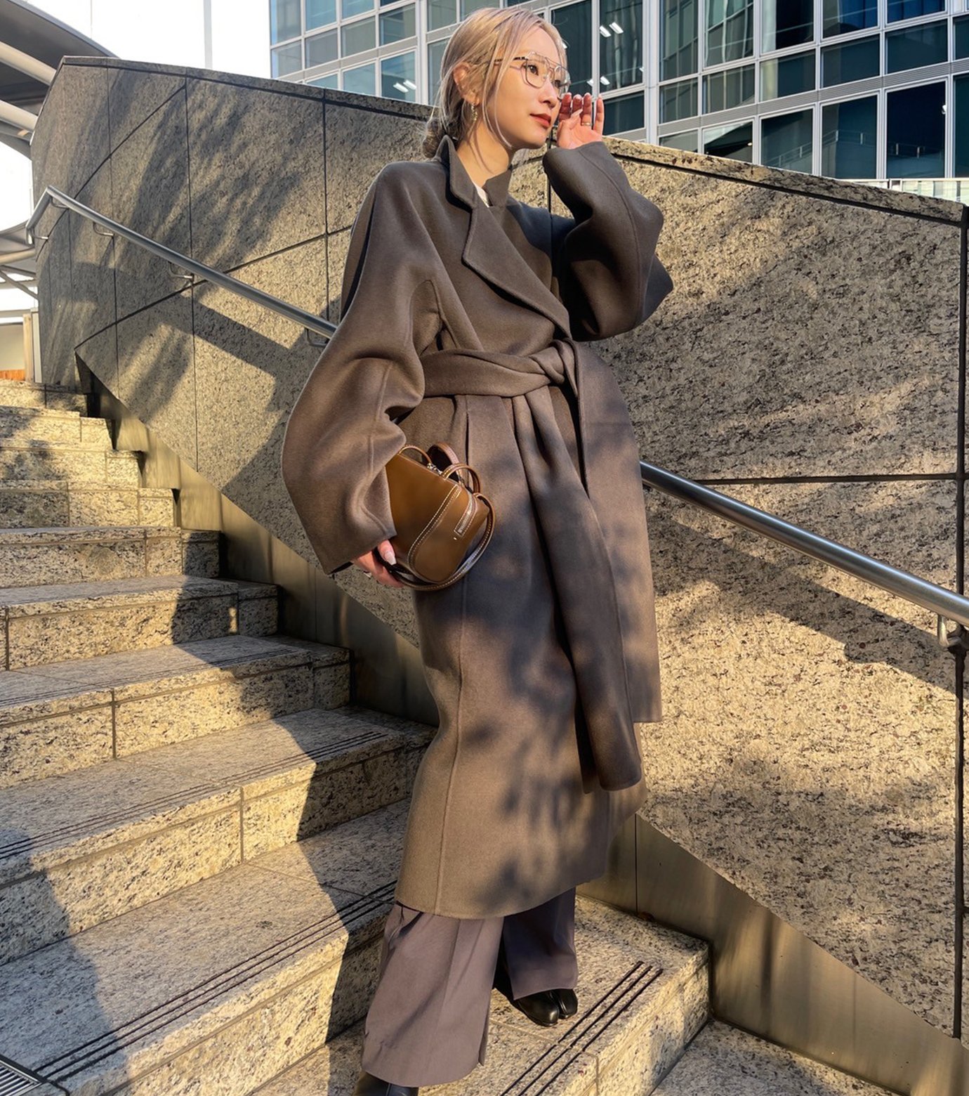 レディース 美品 LE CIEL BLEU シアリングボア フリース ロングコート
